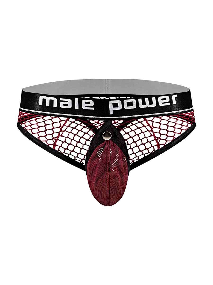 Cock Pit Net Cock Ring Thong - S/ M - Burgundy - Time4Task2Toys