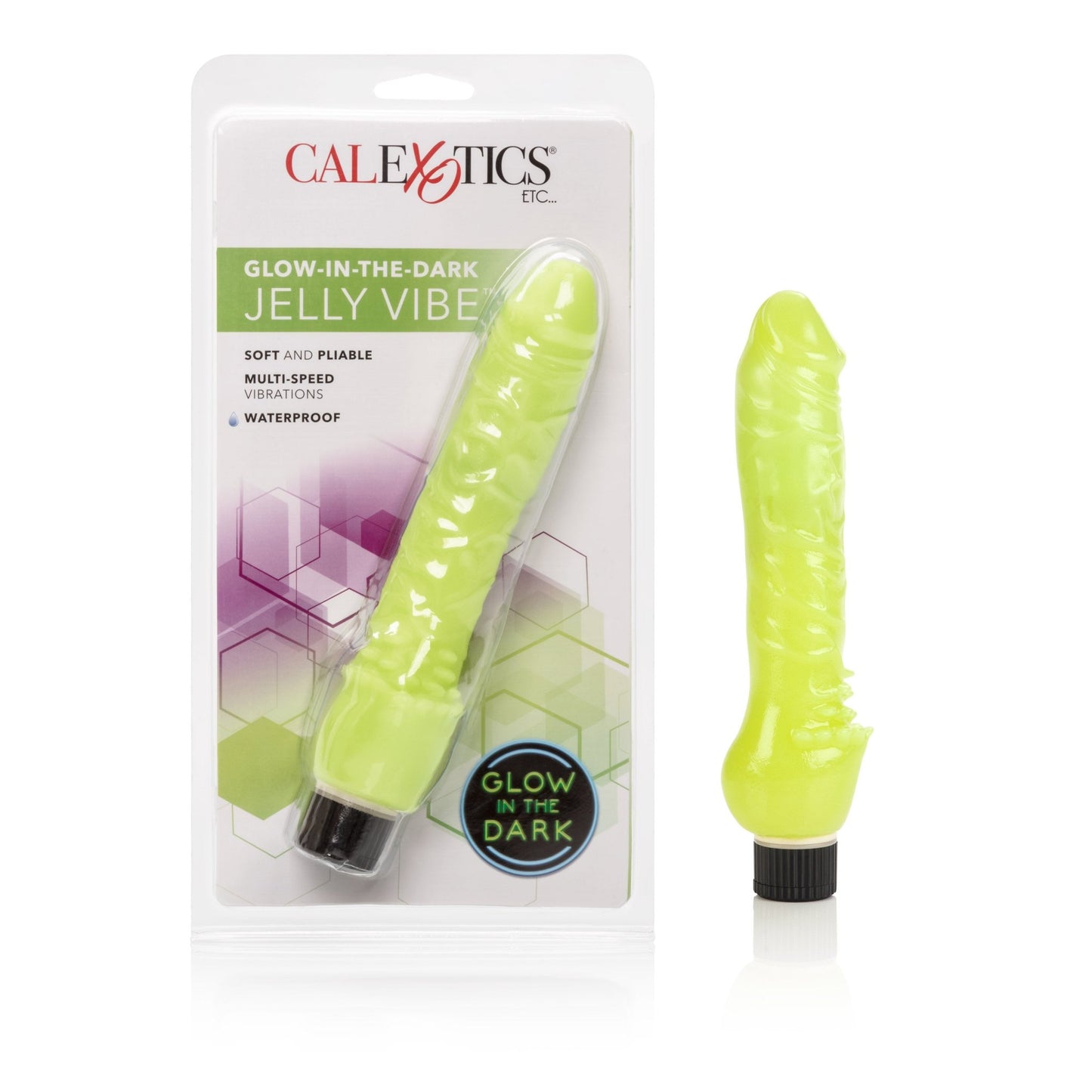 Glow - in - the - Dark Jelly Penis Vibe 7 Inches - Green - Time4Task2Toys
