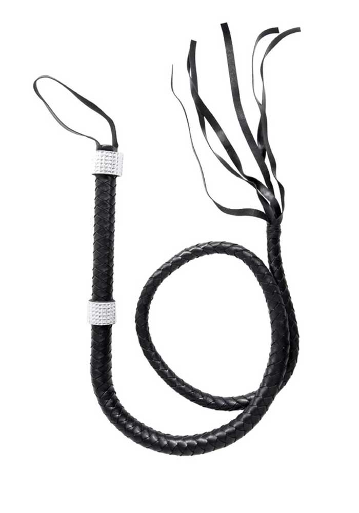 Rhinestone Handle Whip - Black - Time4Task2Toys