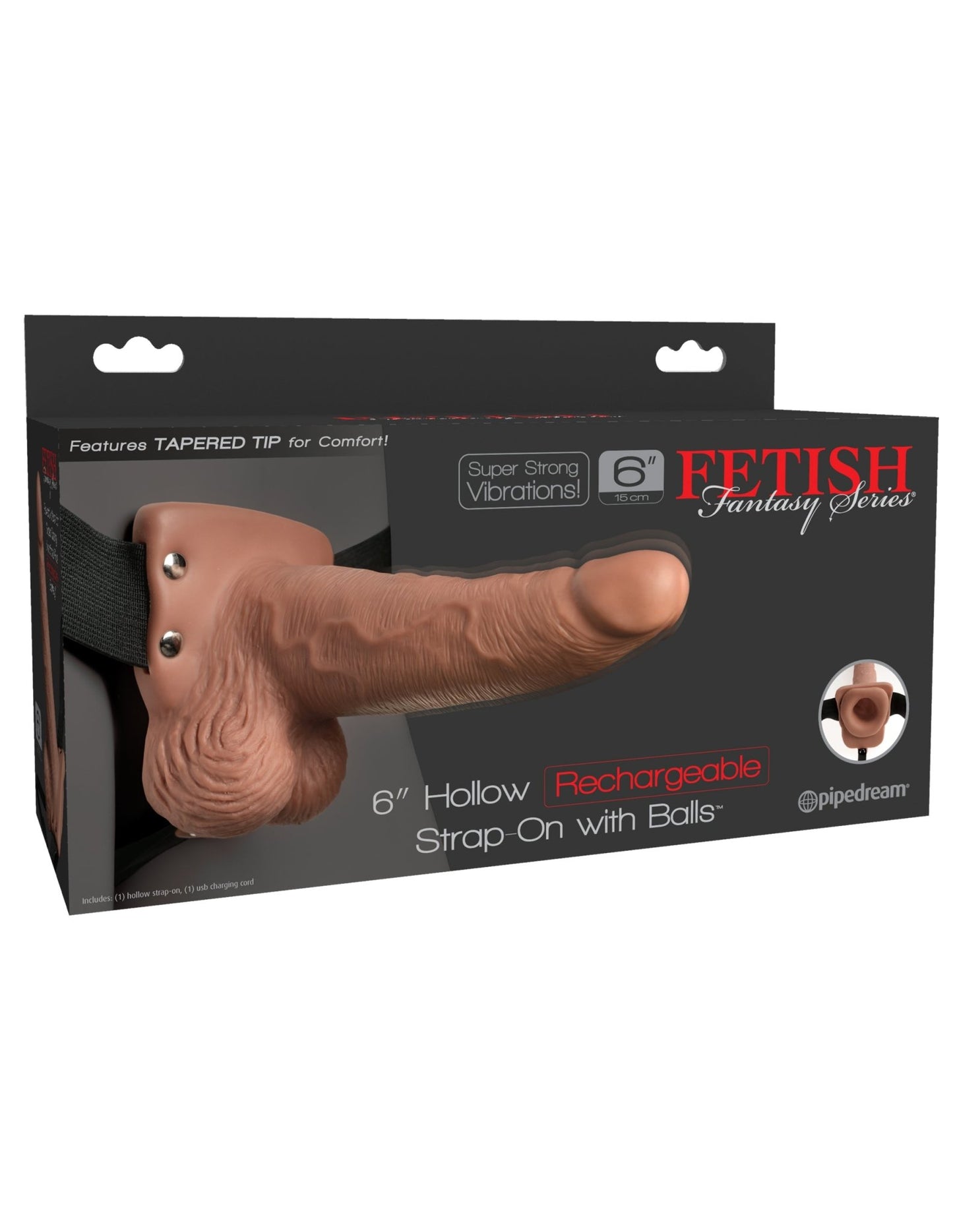 Fetish Fantasy Series 6 Inch Hollow Rechargeable Strap - on With Balls - Tan - Time4Task2Toys