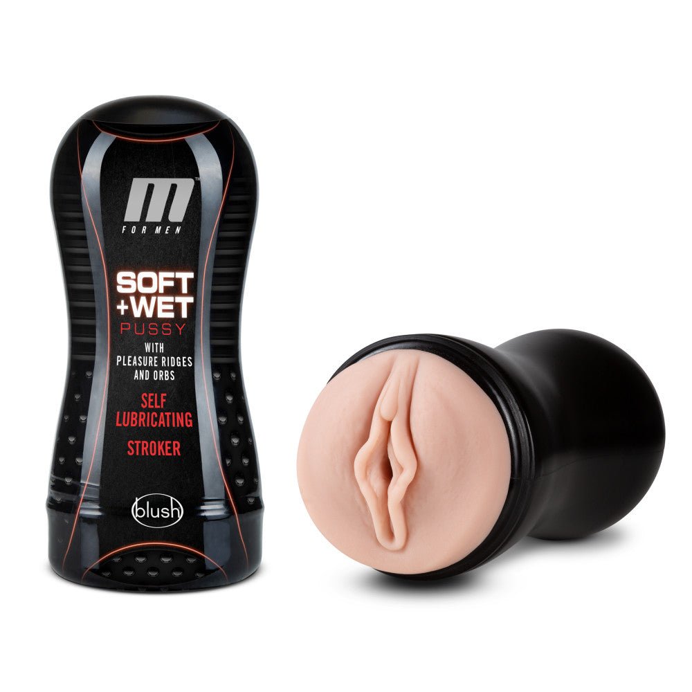 M for Men - Soft and Wet - Pussy With Pleasure Ridges and Orbs - Self Lubricating Stroker Cup - Vanilla - Time4Task2Toys