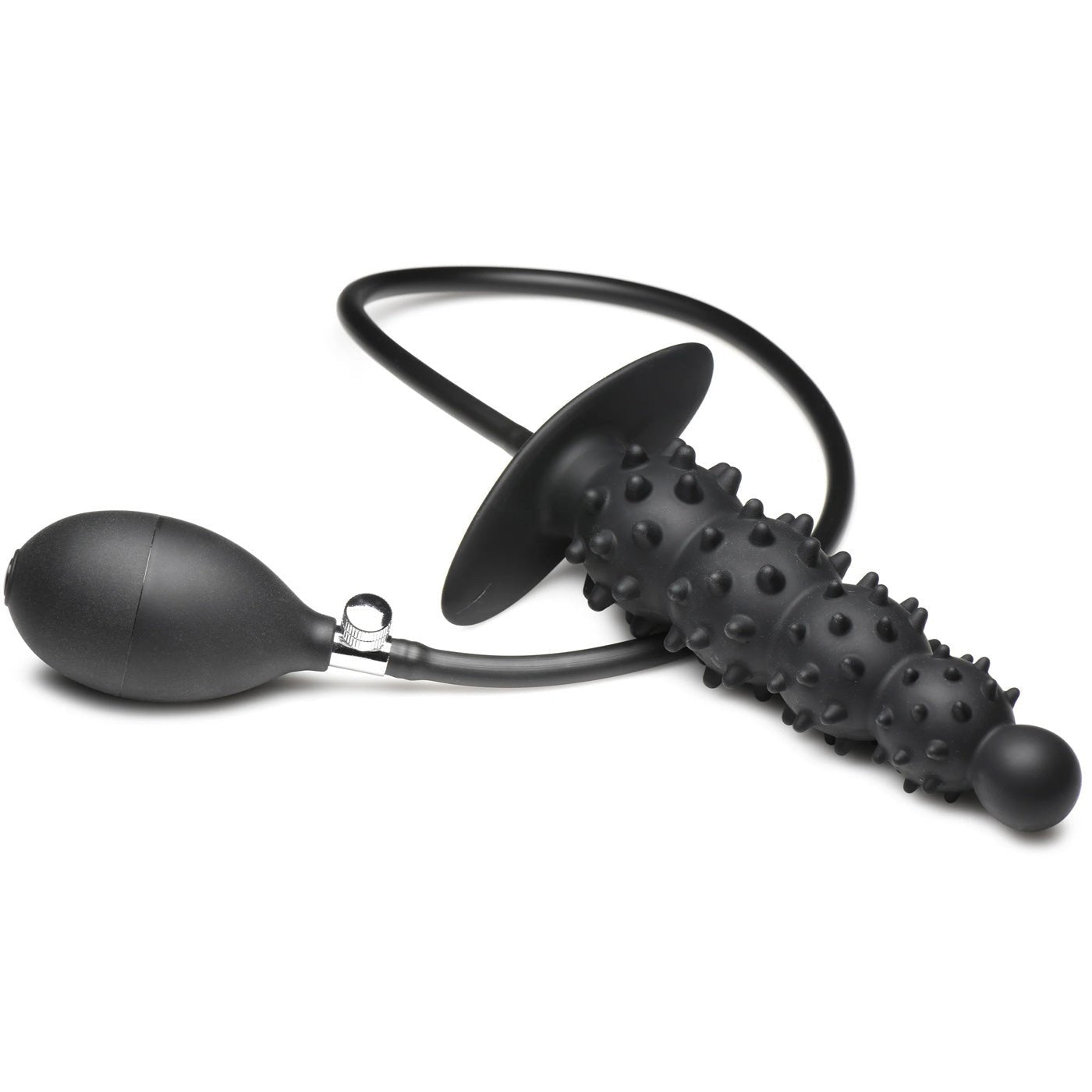 Ass Puffer Nubbed Inflatable Silicone Anal Plug - Black - Time4Task2Toys