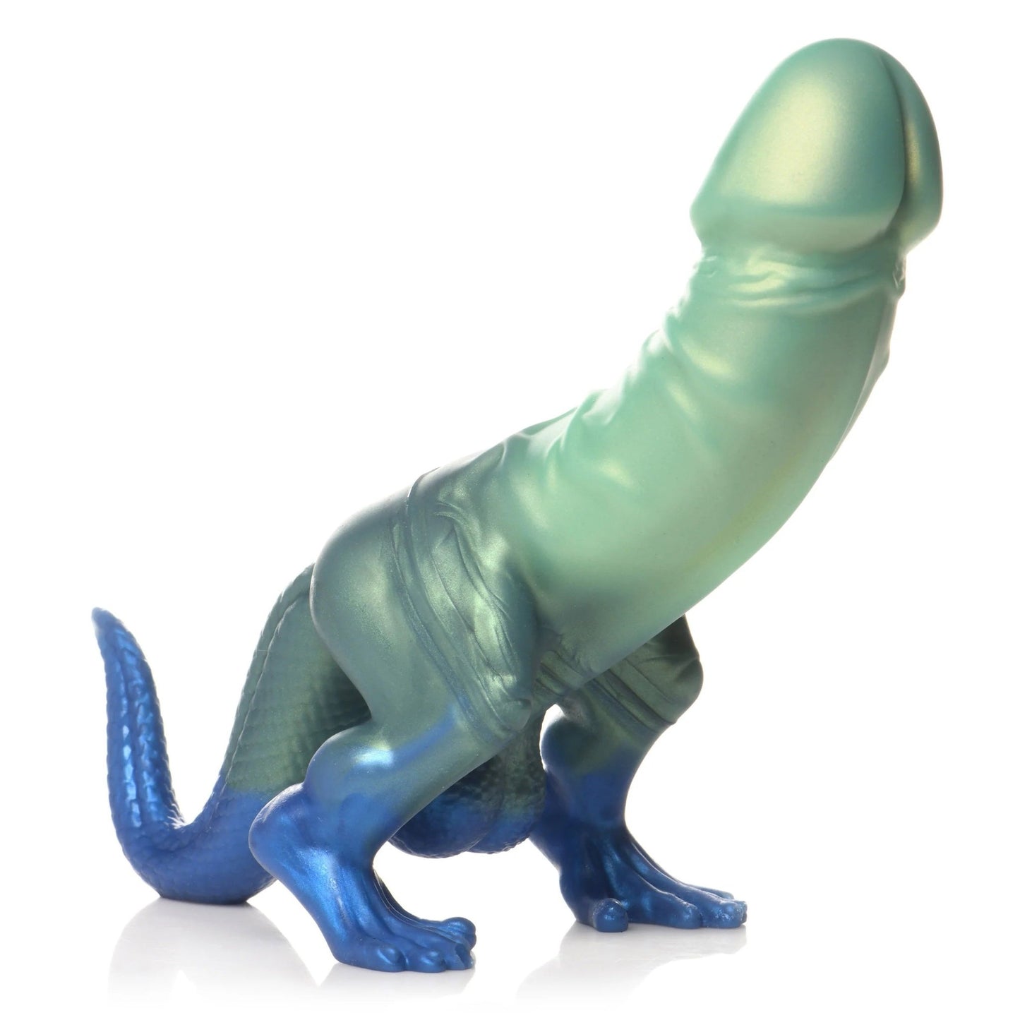 Jurassic Cock Dinosaur Silicone Dildo - Green/blue - Time4Task2Toys