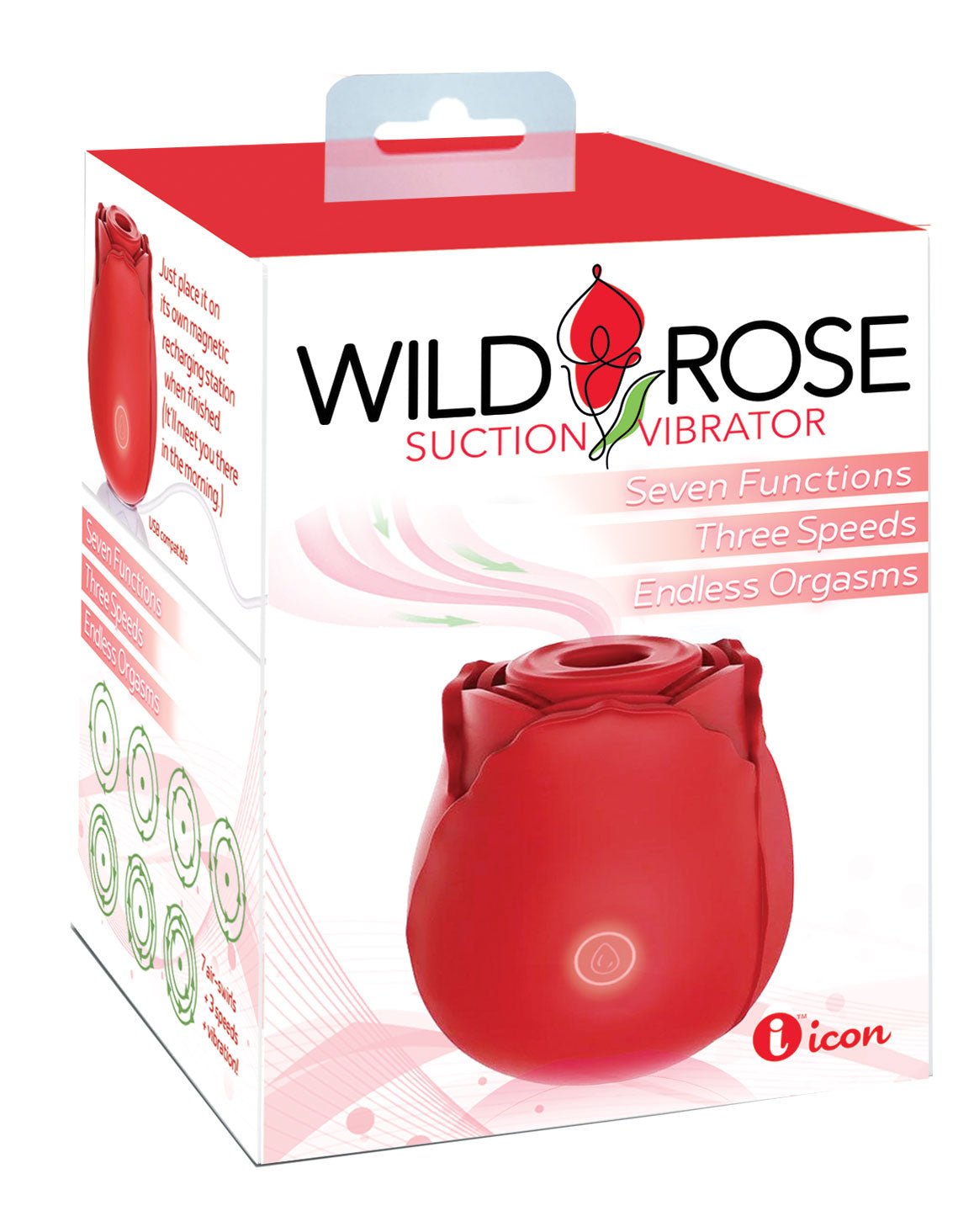 Wild Rose Suction Vibrator - Red - Time4Task2Toys
