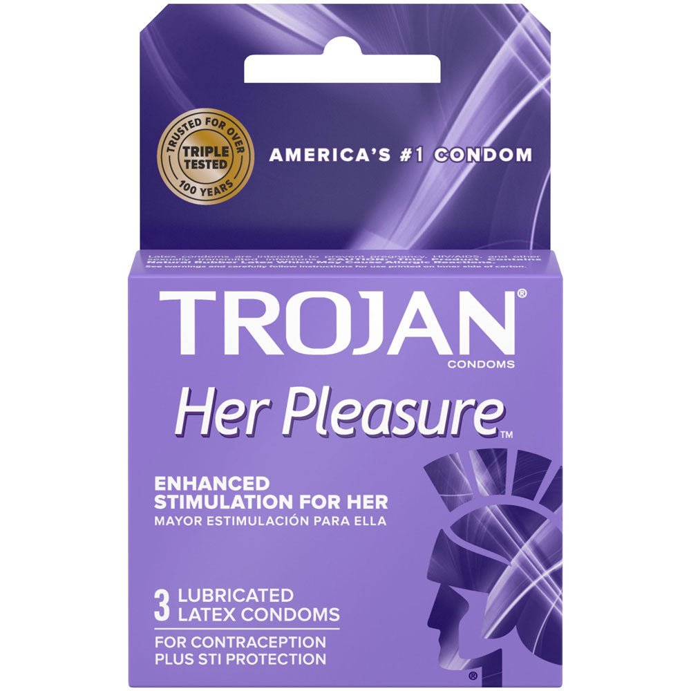 Trojan Her Pleasure Sensations Lubricated Condoms - 3 Pack - Time4Task2Toys