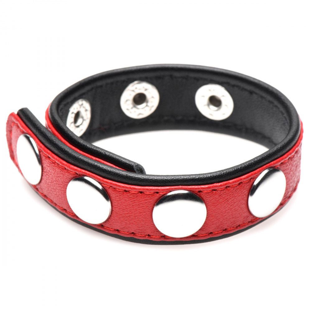 Cock Gear Leather Speed Snap Cock Ring - Red - Time4Task2Toys