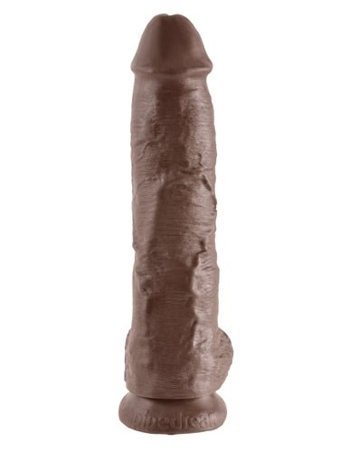 King Cock 10 - Inch Cock With Balls - Brown - Time4Task2Toys
