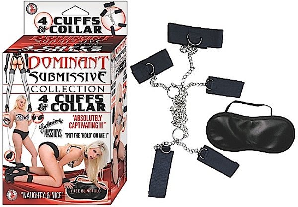 Dominant Submissive 4 Cuffs and Collar - Black - Time4Task2Toys