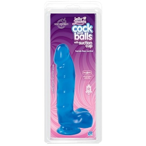 Jelly Jewels - Cock and Balls With Suction Cup - Blue - Time4Task2Toys