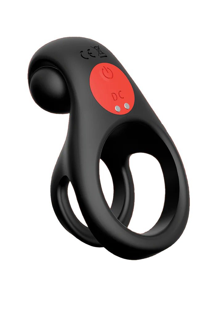 Red Dot Vibrating Cock Ring V2 With Remote - Black/red - Time4Task2Toys