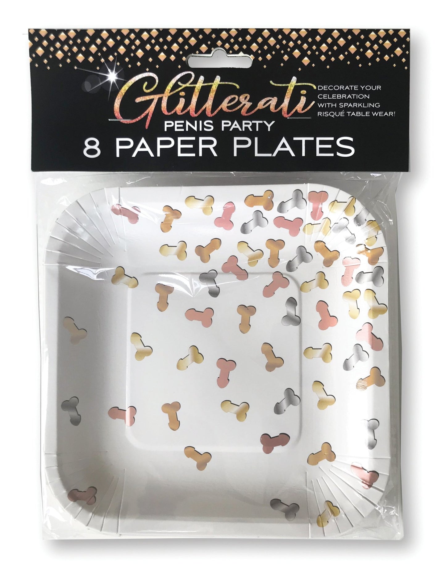 Glitterati Penis Party Paper Plates - 8 Count - Time4Task2Toys