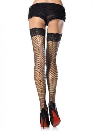 Stay Up Lace Top Thigh Highs With Backseam - One Size - Black - Time4Task2Toys