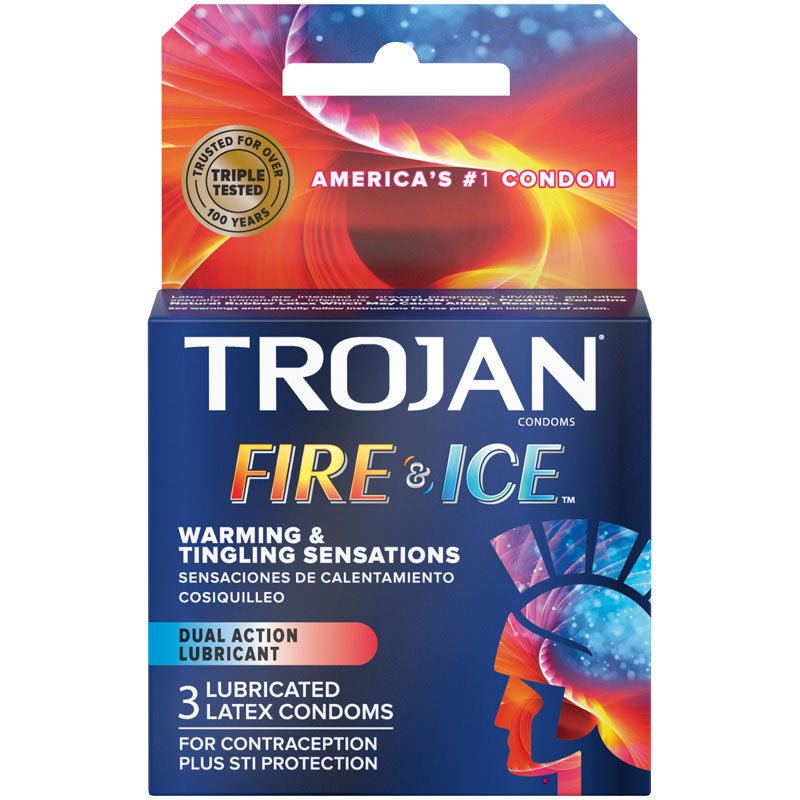 Trojan Fire and Ice Dual Action Lubricated Condoms - 3 Pack - Time4Task2Toys