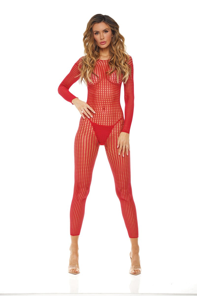 Crotchless Bodystocking - One Size - Red - Time4Task2Toys