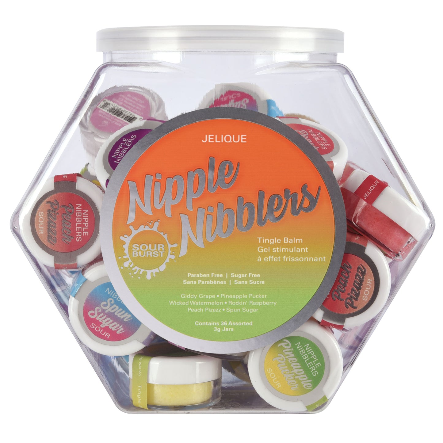Nipple Nibbler Sour Tingle Balm Assorted - 36 Pc. Bowl - 3g Jar - Time4Task2Toys