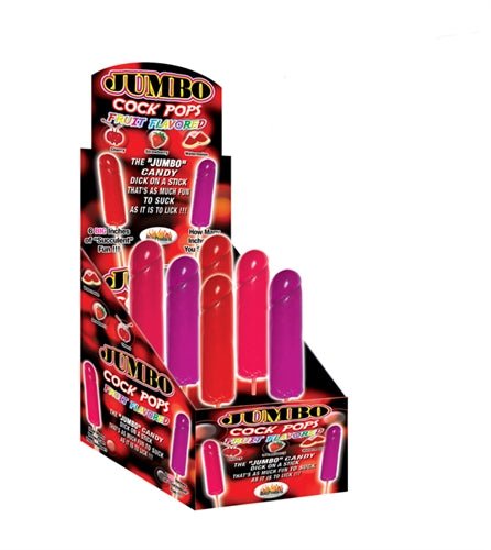Jumbo Cock Pops - 6 Piece Display - Assorted Fruit Flavors - Time4Task2Toys