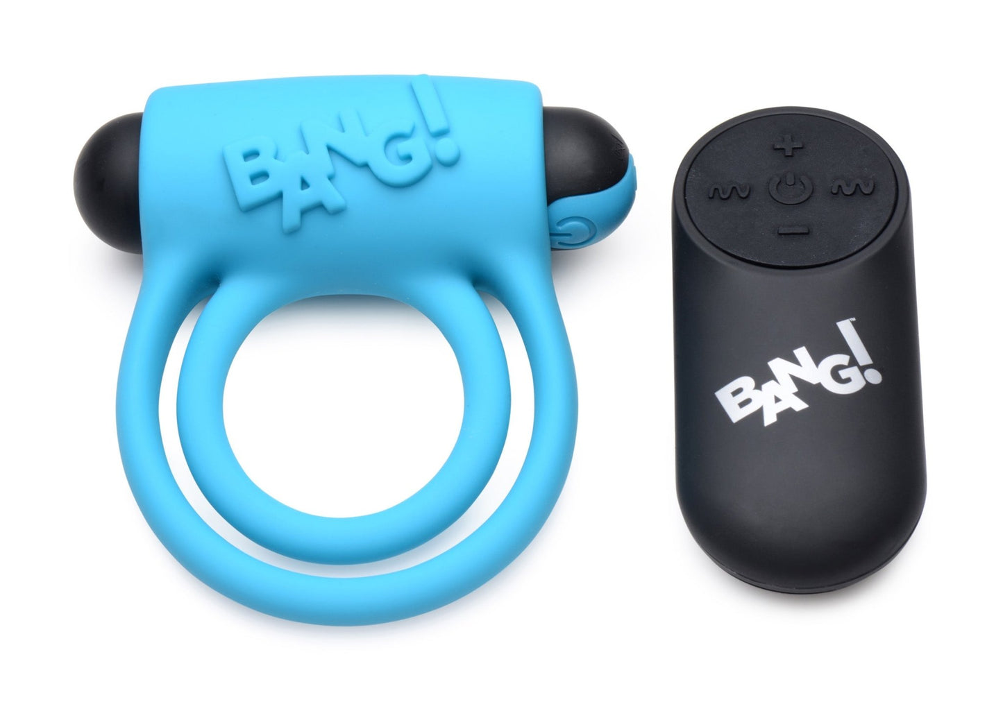 Bang - Silicone Cockring and Bullet With Remote Control - Blue - Time4Task2Toys