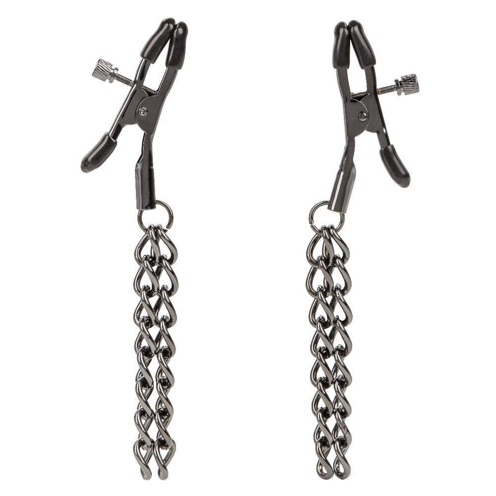 Euphoria Collection Chain Nipple Clamps - Black - Time4Task2Toys
