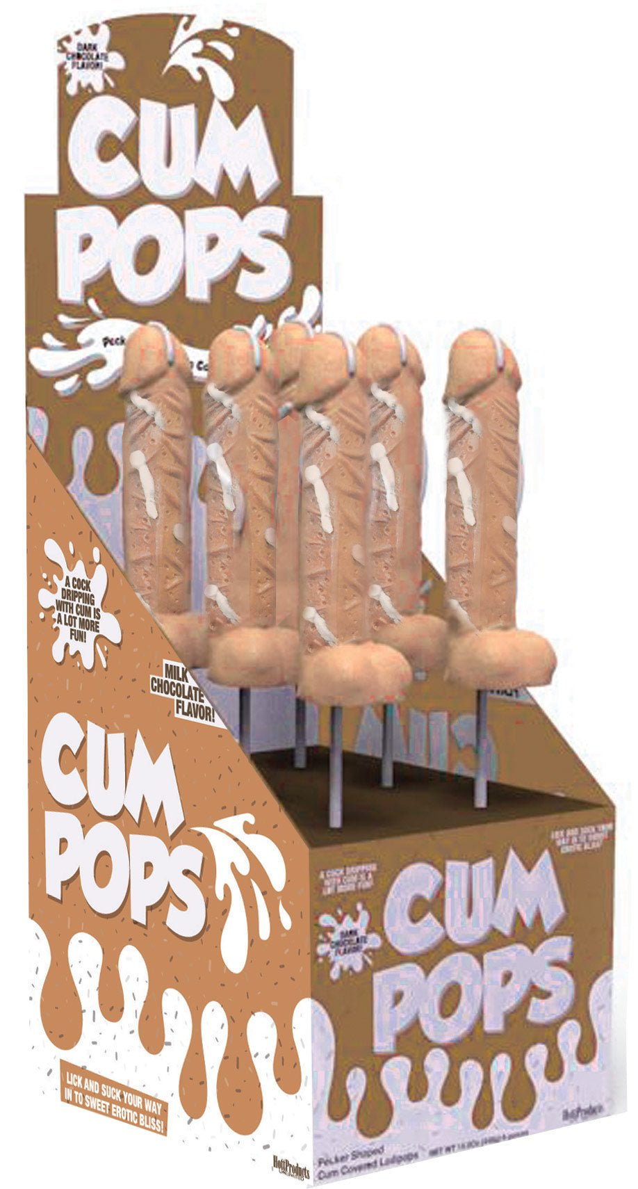 Cum Cock Pops - Milk Chocolate - 6 Piece P.O.P. Display - Time4Task2Toys