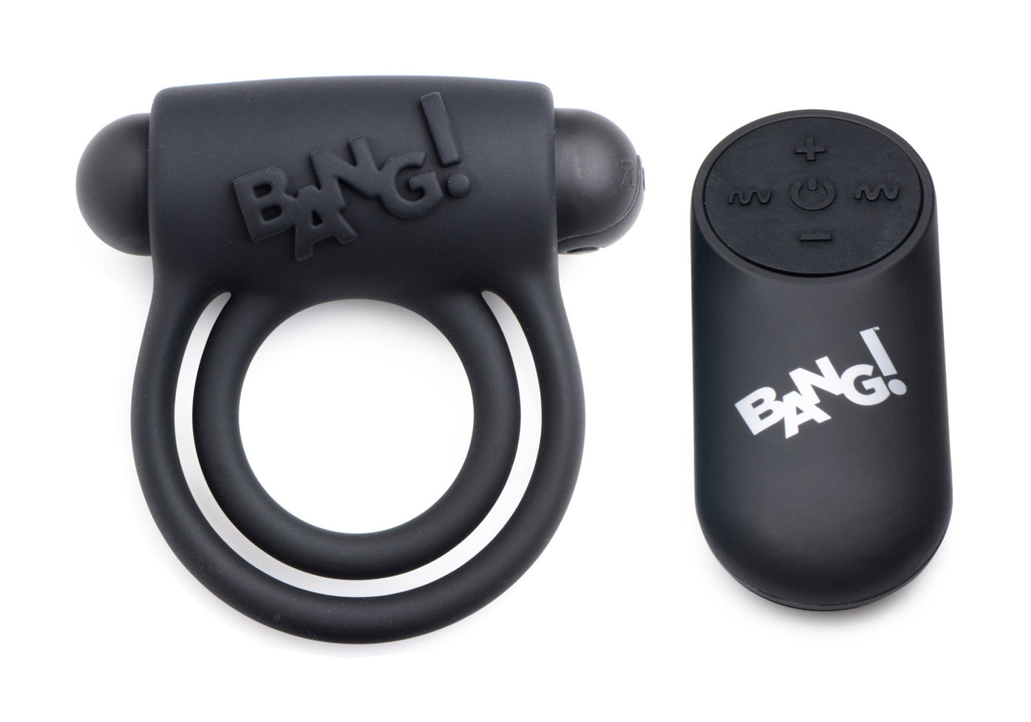 Bang - Silicone Cock Ring and Bullet With Remote Control - Black - Time4Task2Toys