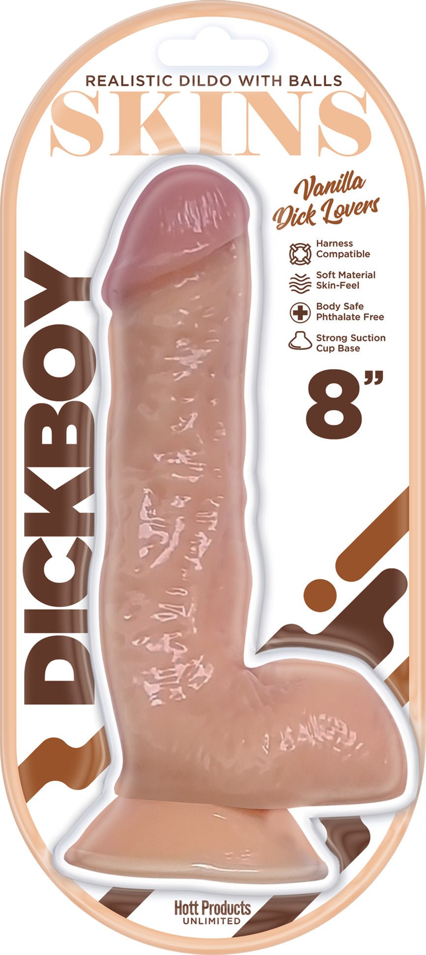 Dickboy - Skins - Dildo With Balls - 8 Inch - Vanilla Dick Lover - Time4Task2Toys