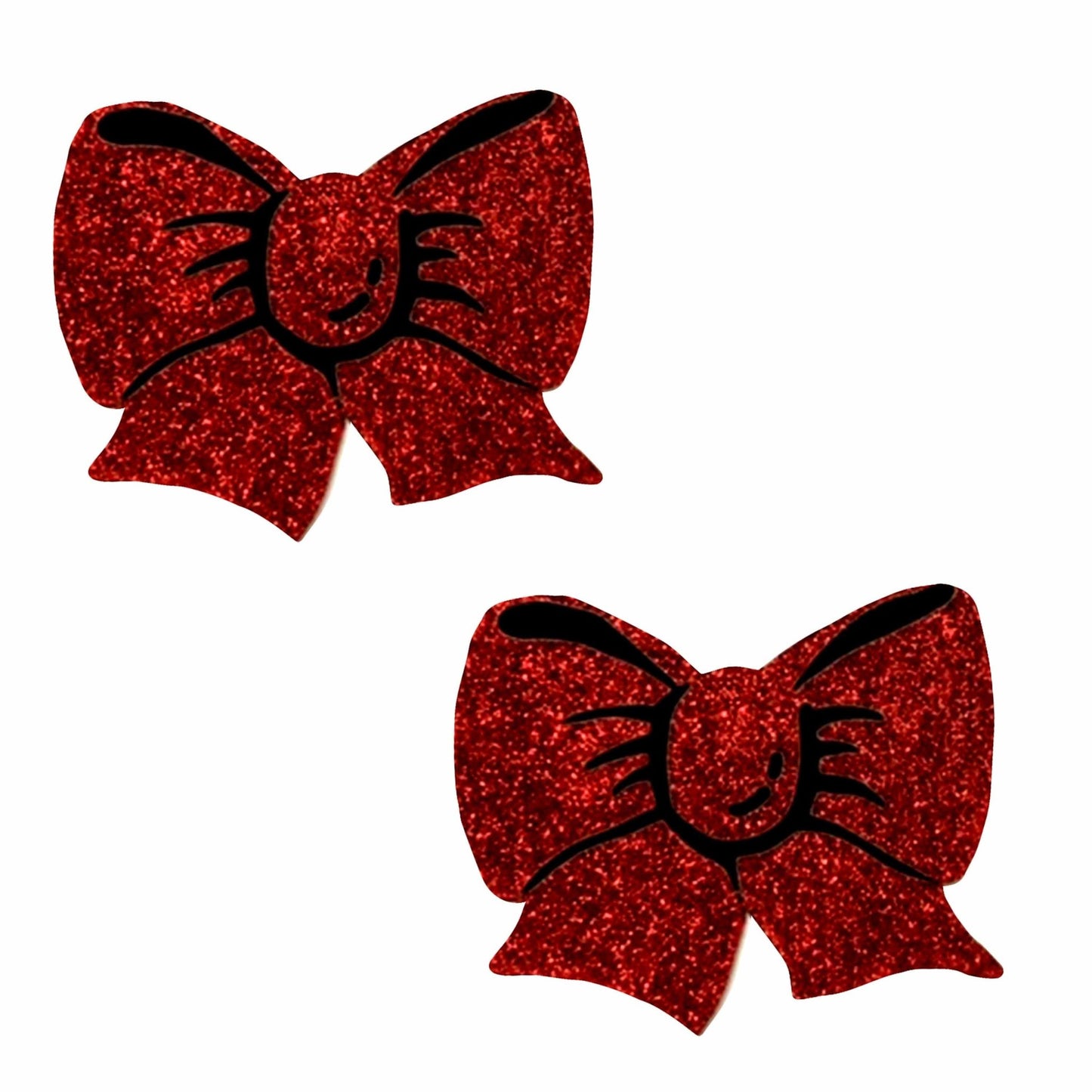 Ravish Me Red Glitter Bow Nipple Cover Pasties - Time4Task2Toys