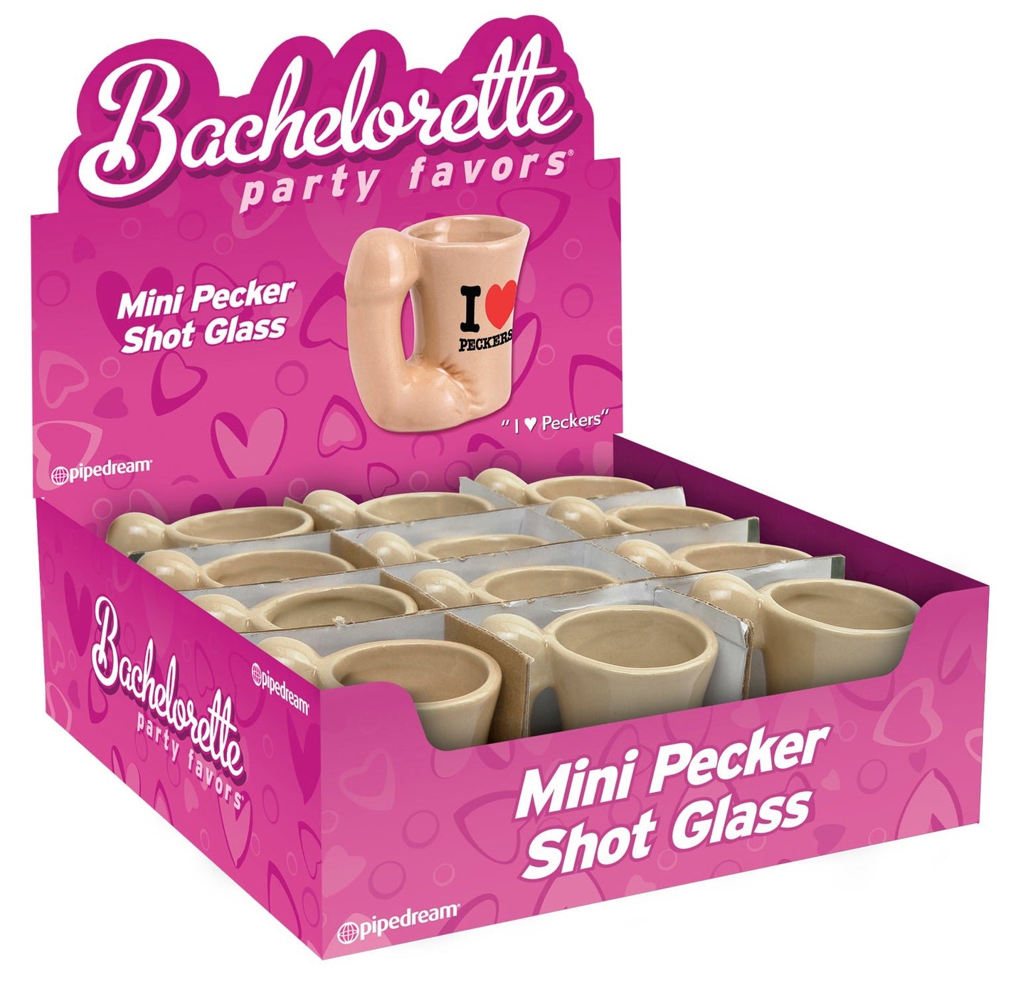 Bachelorette Party Favors - Mini Pecker Shot Glass Display - 12 Piece - Time4Task2Toys
