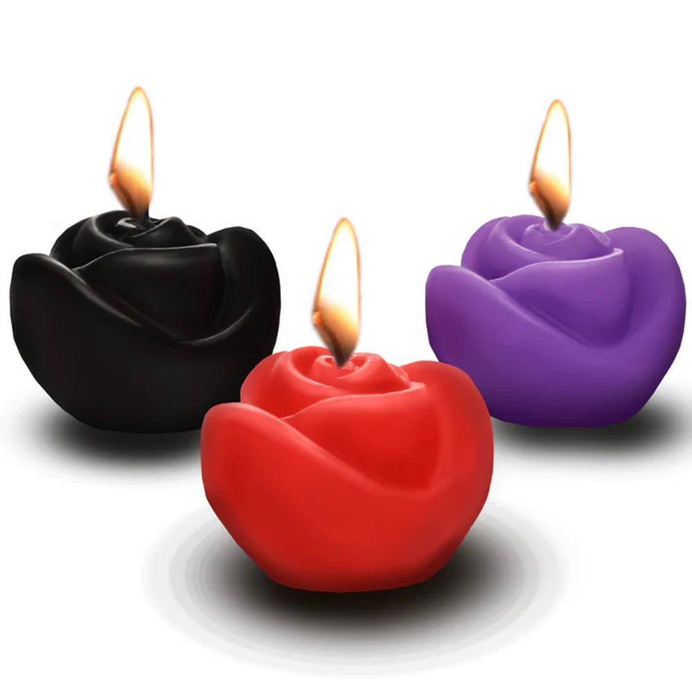 Fire Garden 3pc Rose Candle Set - Black, Purple, Red - Time4Task2Toys