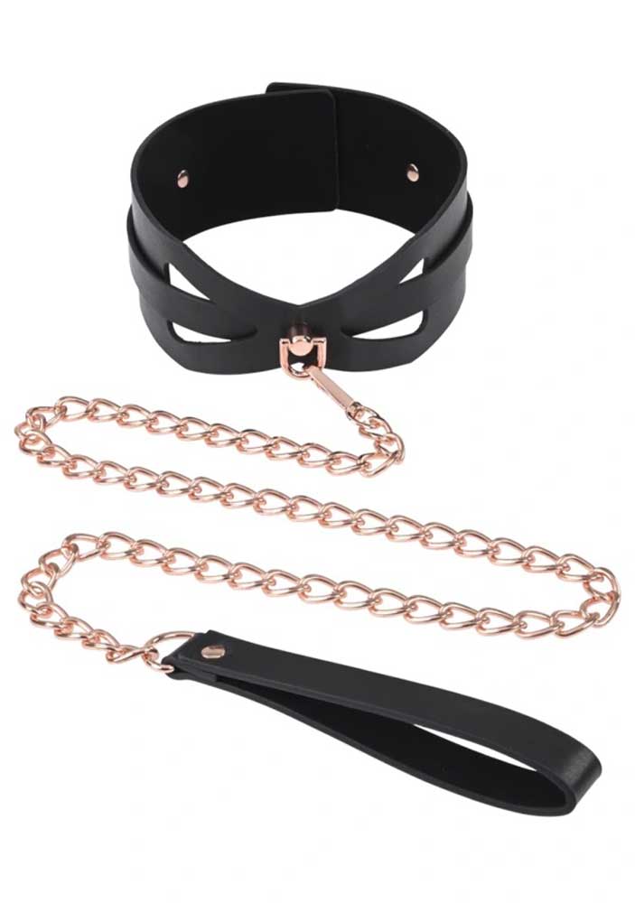 Brat Collar and Leash - Black / Rose Gold - Time4Task2Toys