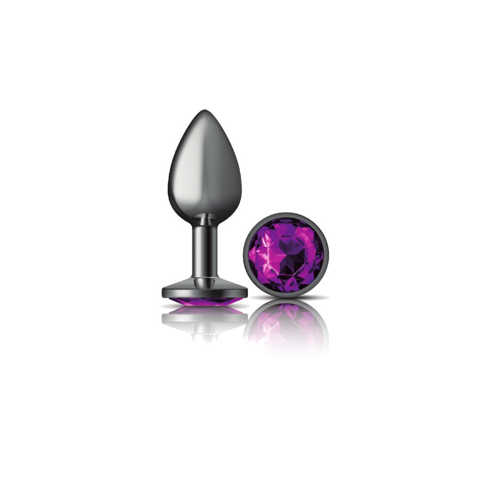 Purple Round Gem Gunmetal Metal Plug - Sm - Time4Task2Toys