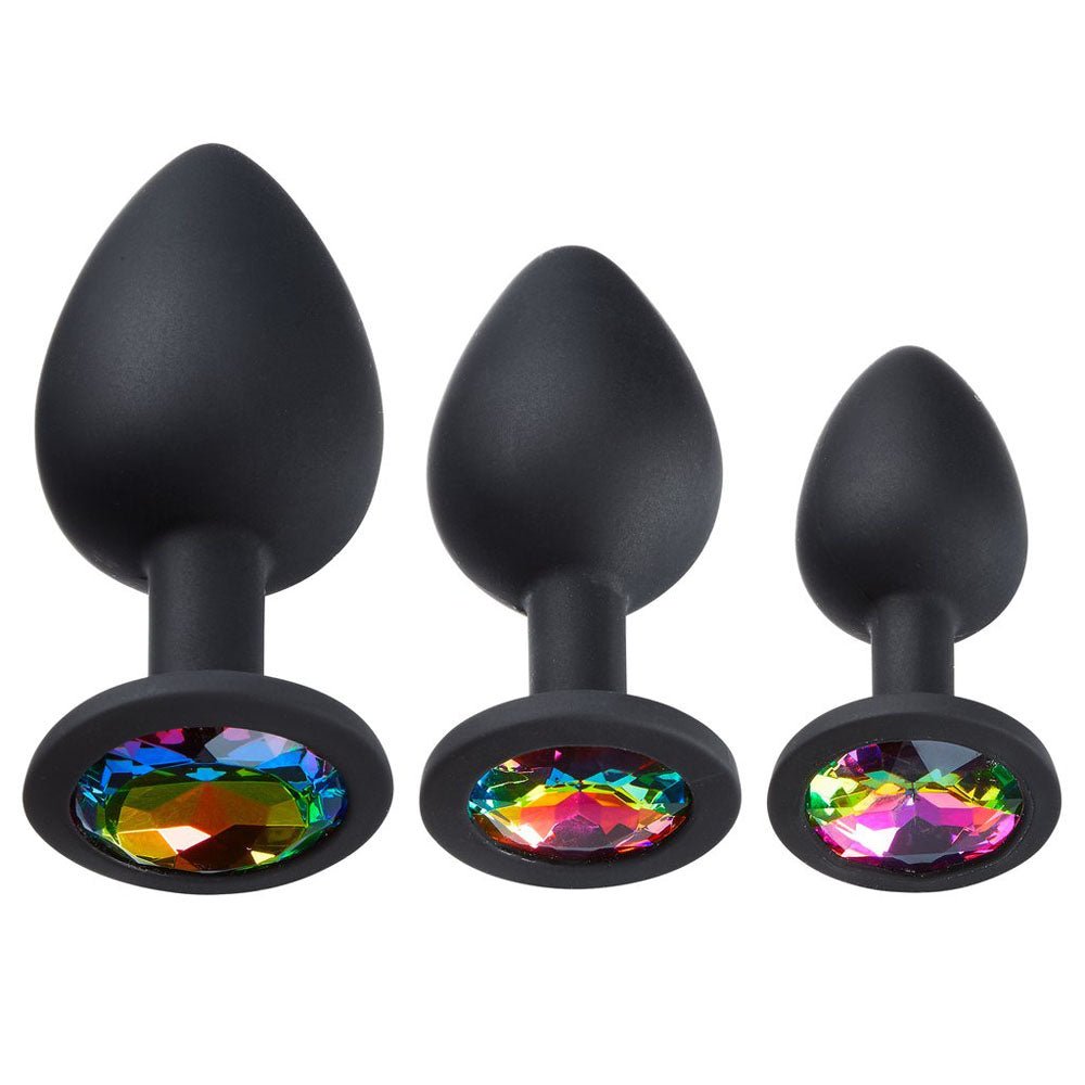 Cloud 9 Novelties Gems Silicone Anal Plug - Includes Small, Med & Large Size - Time4Task2Toys