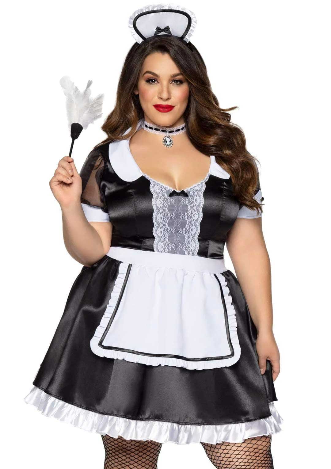 Plus Classic French Maid Costume - 1x/2x - Black / White - Time4Task2Toys