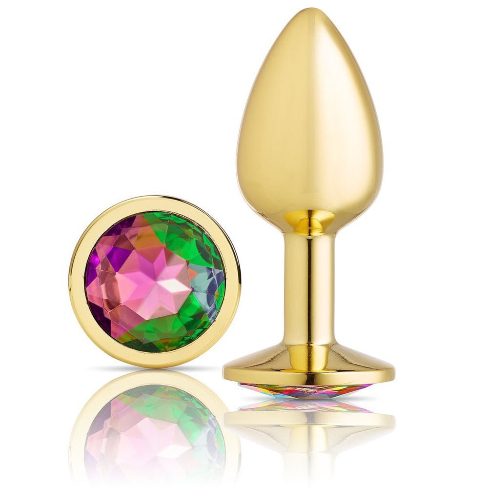 Cloud 9 Novelties Anal Gems Jeweled Gold Chromed Anal Plug - Small - Time4Task2Toys