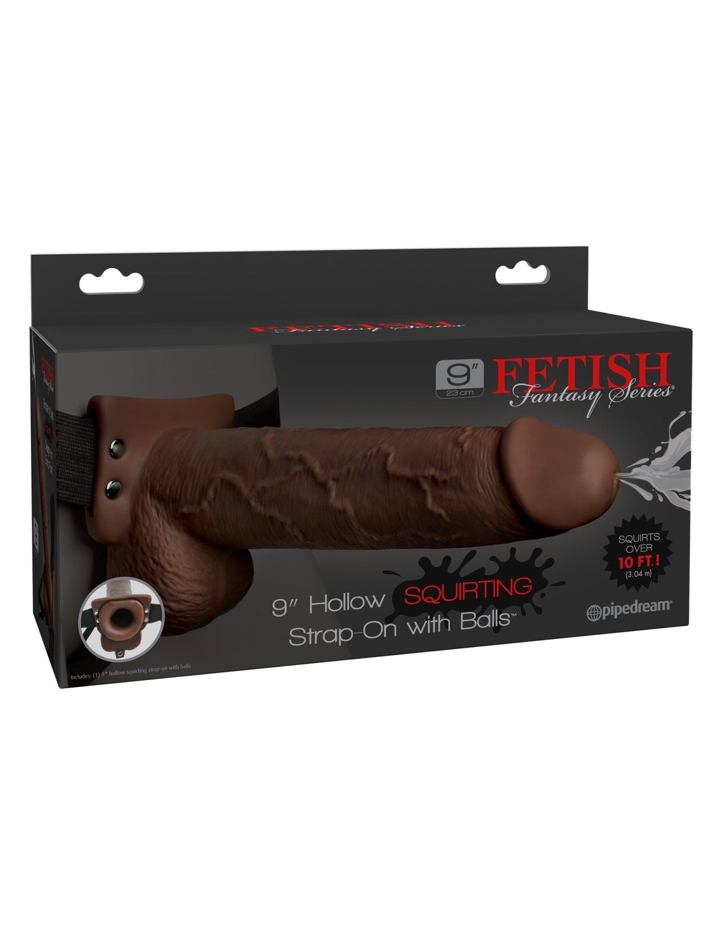 Fetish Fantasy Series 9 Inch Hollow Squirting Strap - on With Balls - Brown - Time4Task2Toys
