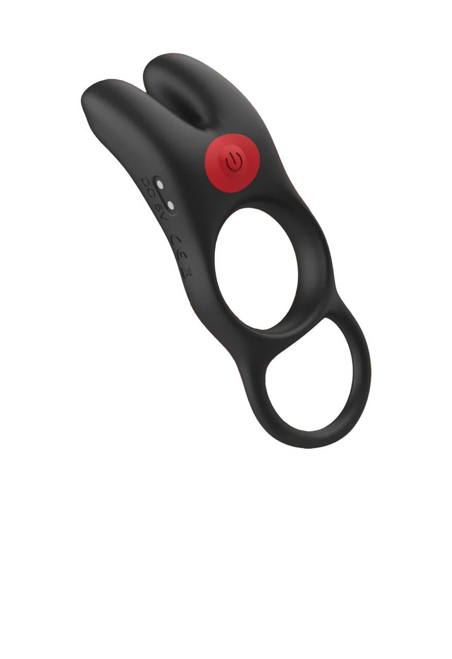 Red Dot Vibrating Cock Ring V1 With Remote - Black/red - Time4Task2Toys