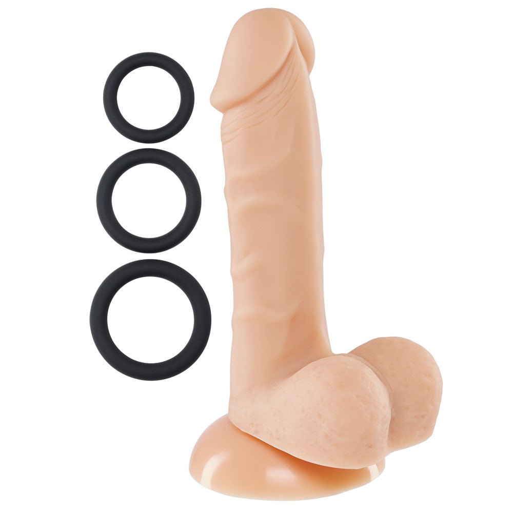 Pro Sensual Premium Silicone 6 Inch Dong With 3 Cockrings - Flesh - Time4Task2Toys