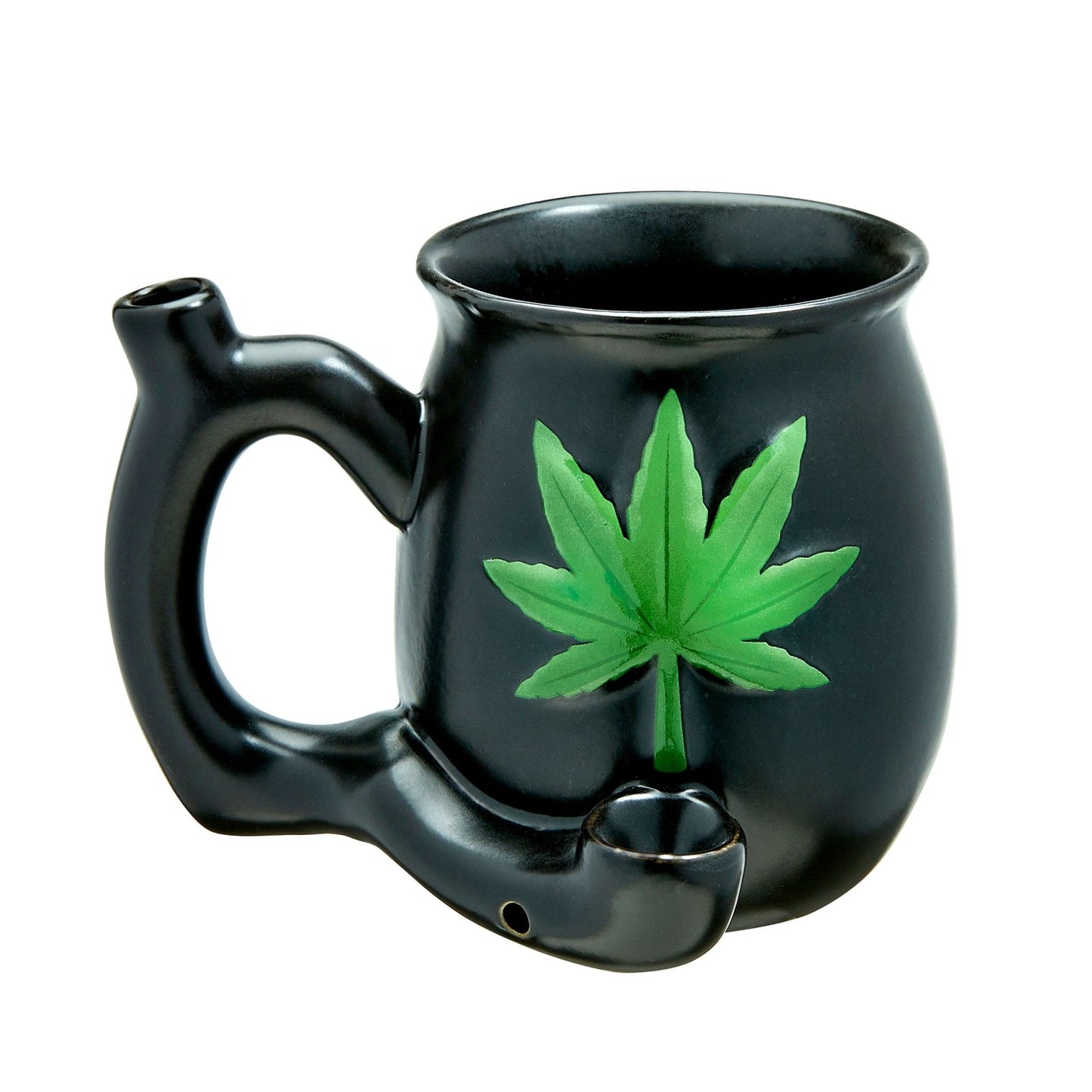 Black Matt Mug With Embossed Green Leaf - Roast and Toast - Time4Task2Toys