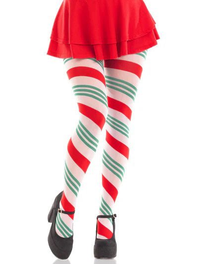 Lane Holiday Ribbon Striped Tights - Green/red - Os - Time4Task2Toys
