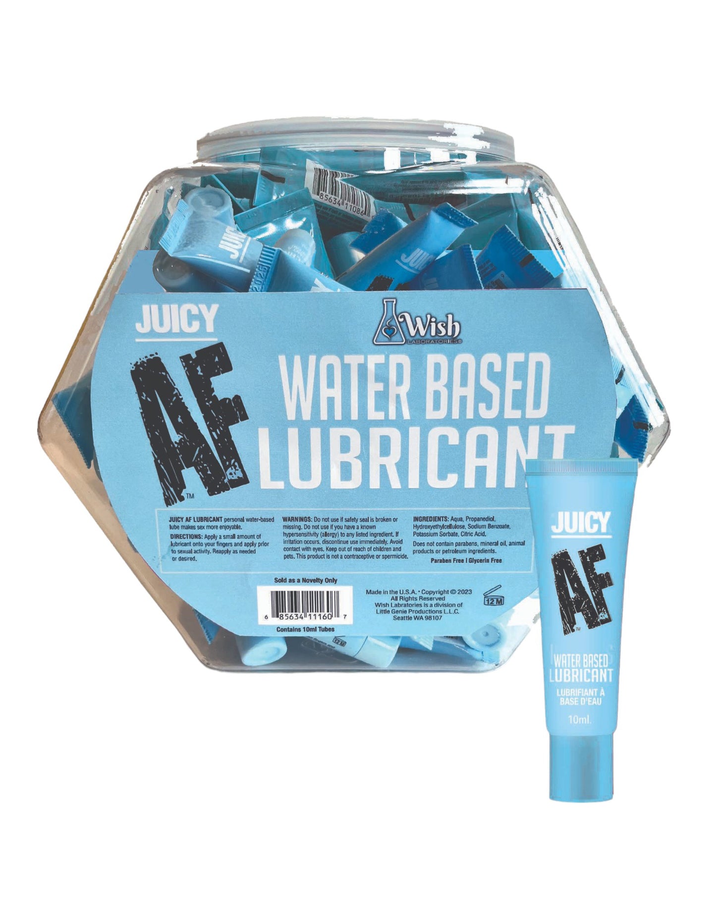 Juicy Af Water Based Lubricant - 10 ml - Pop Display of 65 - Time4Task2Toys