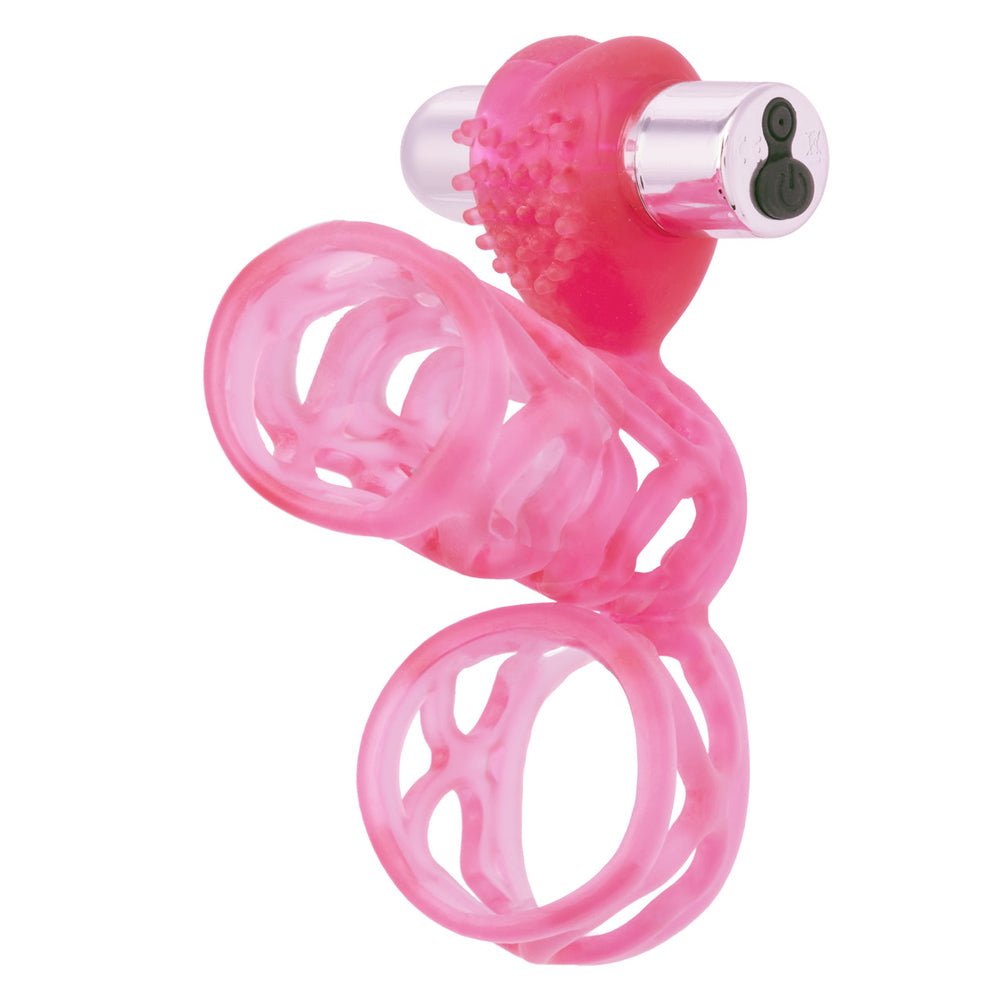 Lovers Cage Stretchy Cock Cage Comfortable Scrotum Cage Pink Rechargeable - Time4Task2Toys