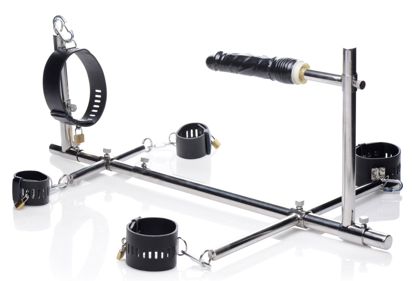 Imprisoned Metal Stockade With Dildo - Time4Task2Toys