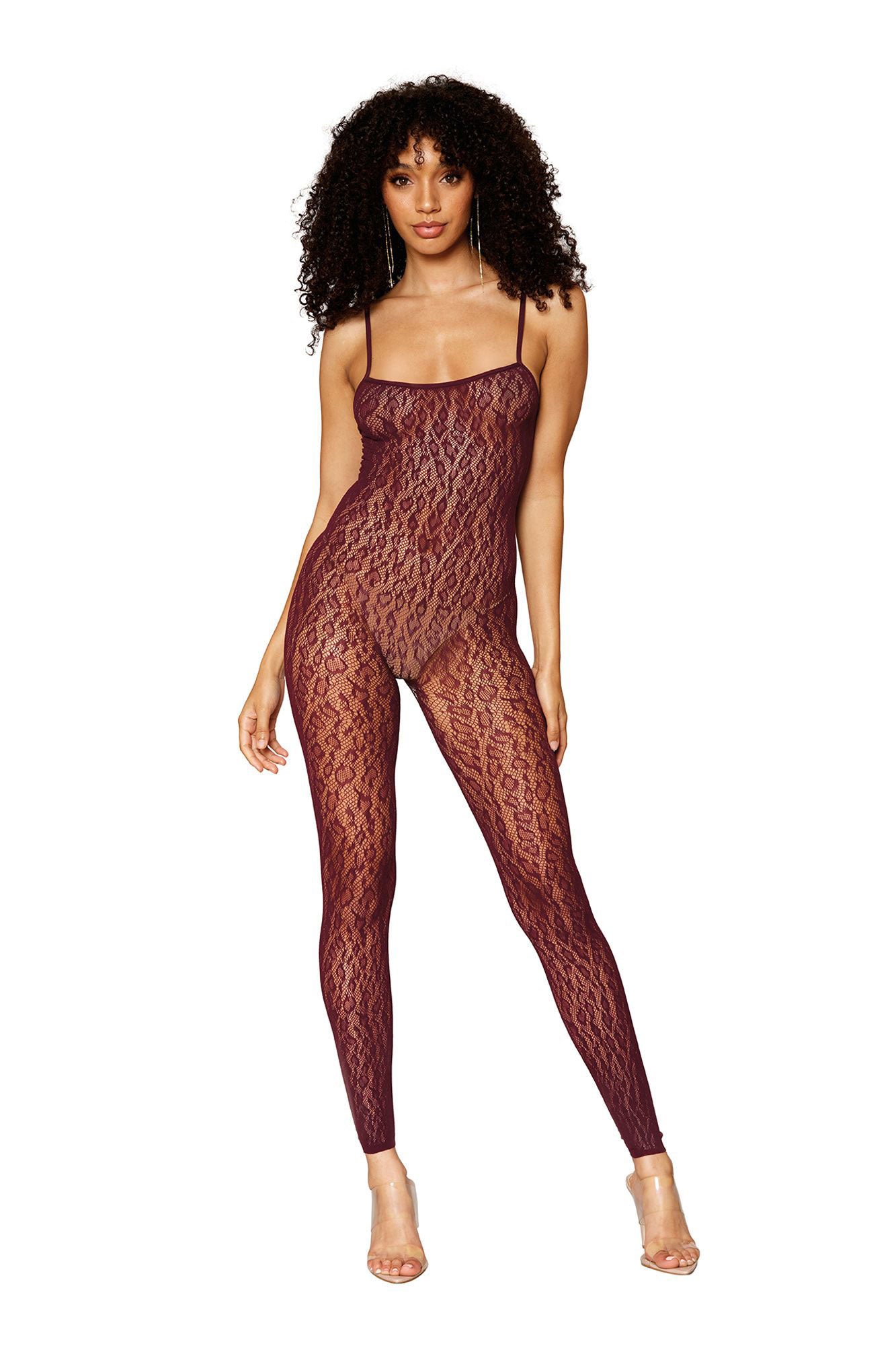 Catsuit Bodystocking and Shrug - One Size - Burgundy - Time4Task2Toys