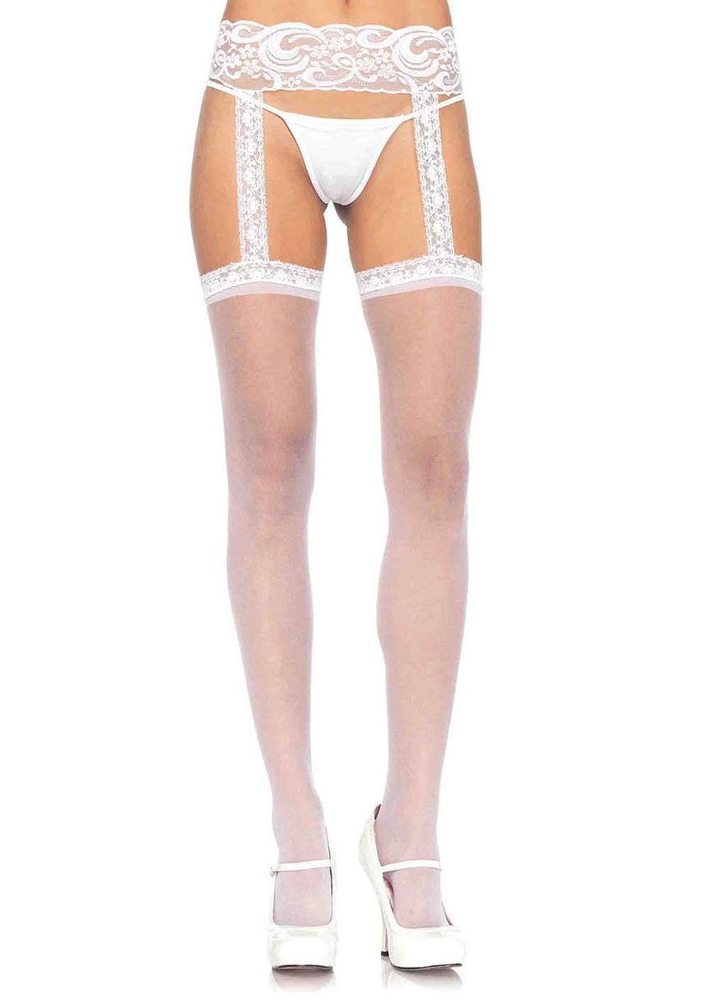 Sheer Thigh Highs - One Size - White - Time4Task2Toys
