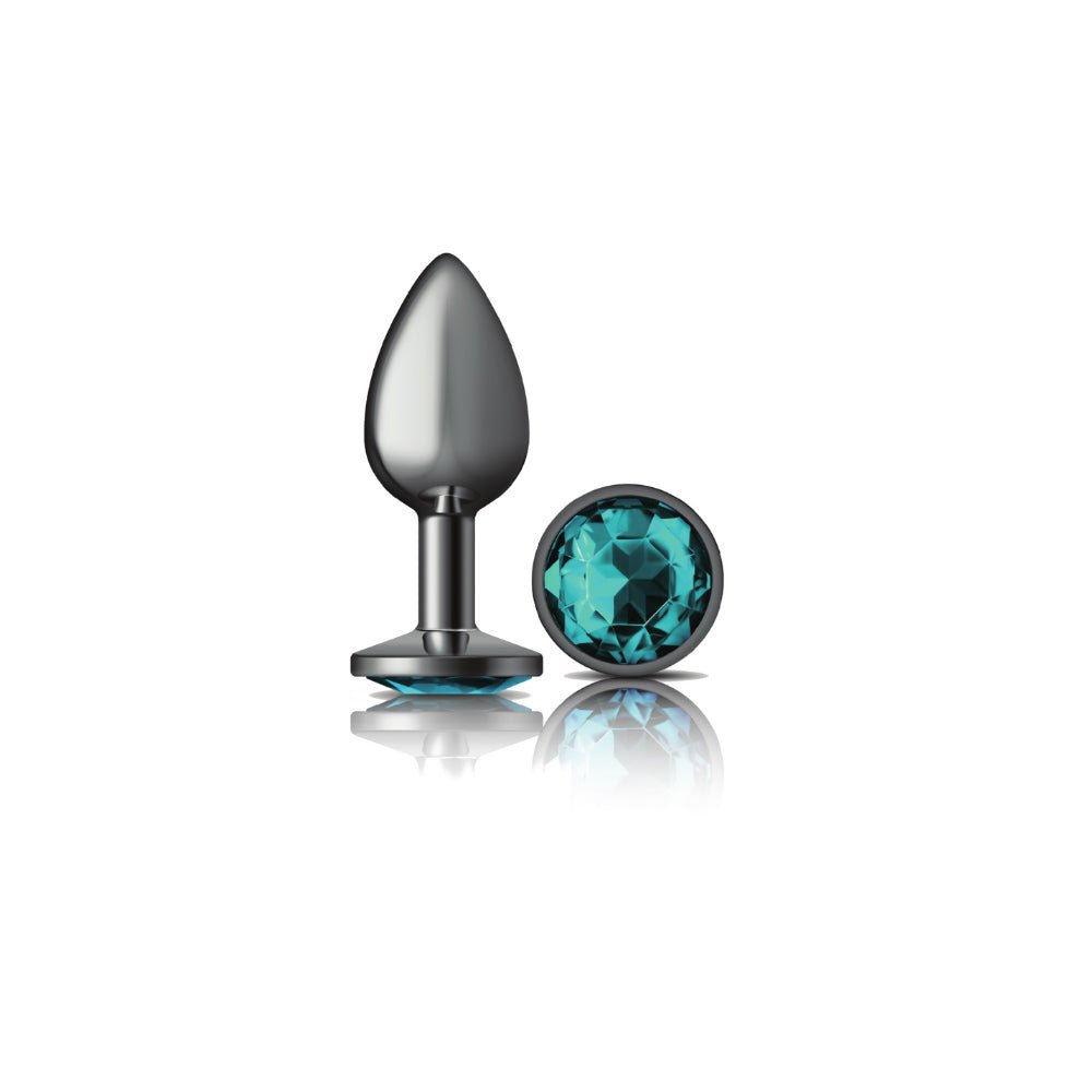 Teal Round Gem Gunmetal Metal Plug - Sm - Time4Task2Toys