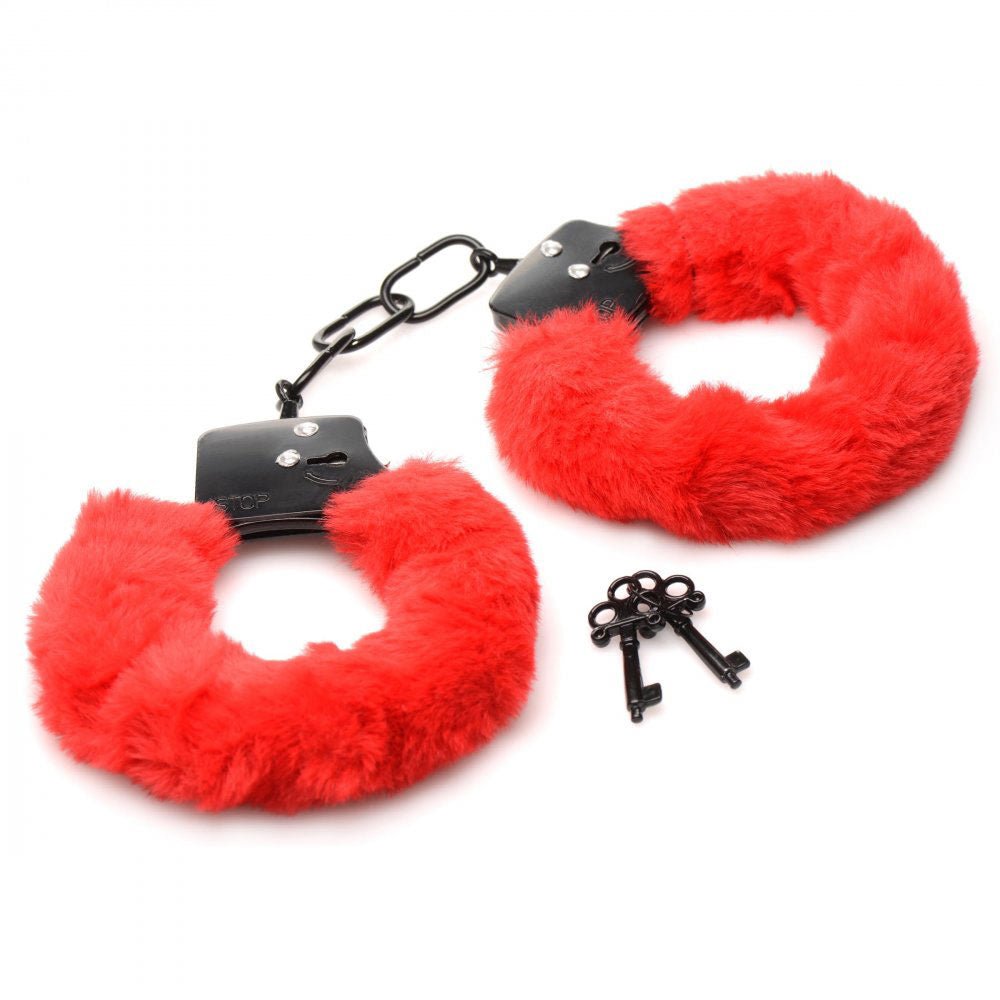 Cuffed in Fur Furry Handcuffs - Red - Time4Task2Toys
