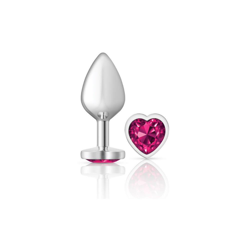 Bright Pink Heart Gem Silver Metal Plug - Md - Time4Task2Toys
