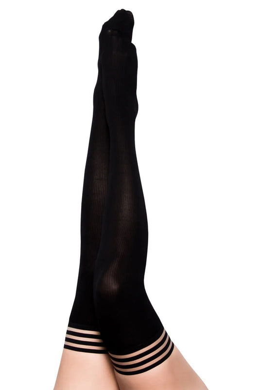 Dana Lynn - Ribbed Thigh High - Size B - Black - Time4Task2Toys