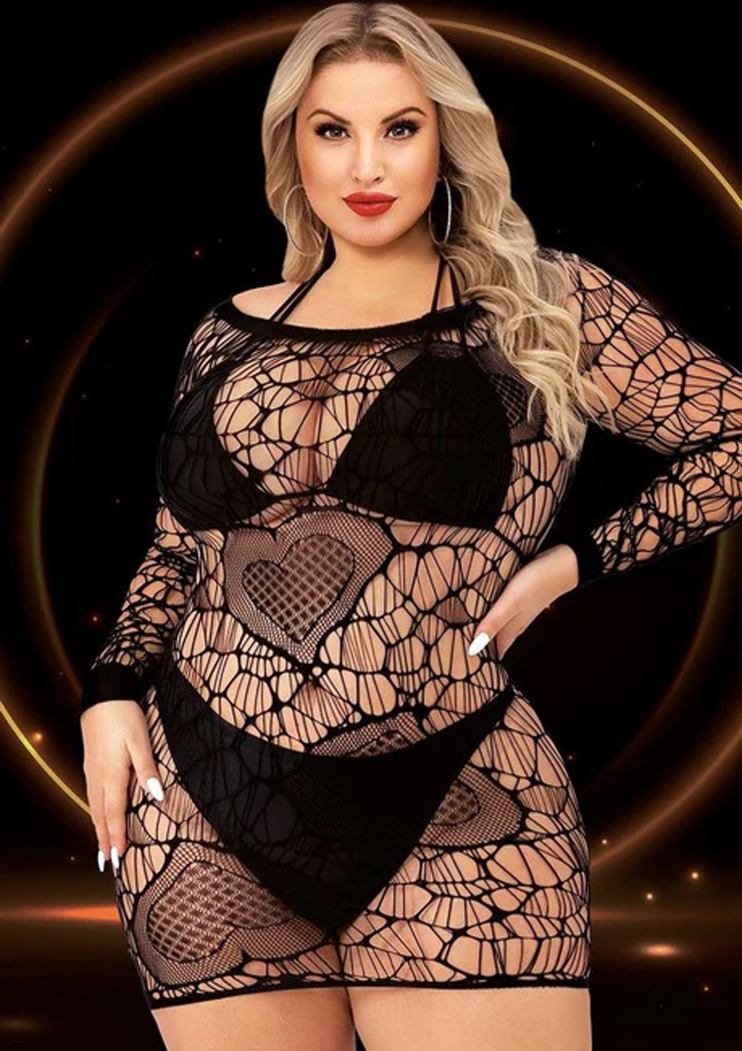 Long Sleeve Mini Dress - Queen Size - Black - Time4Task2Toys