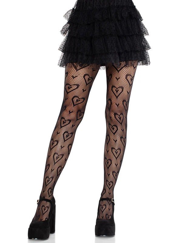 Cherie Heart Net Tights O/s - Black - Time4Task2Toys