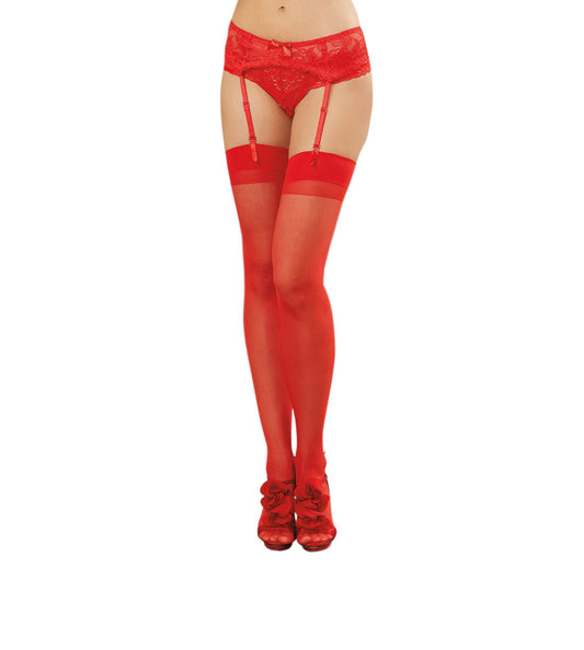 Sheer Thigh High - One Size - Red - Time4Task2Toys